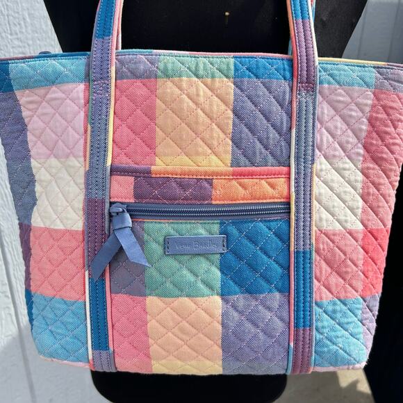 Vera Bradley Tropics Plaid Candy Colors Small Tote & Cosmetic Bag (3A- DM) - Picture 2 of 11